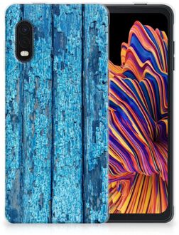 B2Ctelecom Backcase Siliconen Hoesje Samsung Xcover Pro Telefoonhoesje Wood Blue