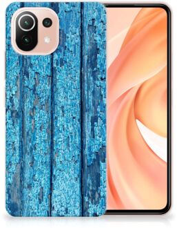 B2Ctelecom Backcase Siliconen Hoesje Xiaomi Mi 11 Lite Telefoonhoesje Wood Blue