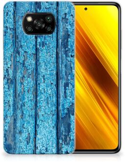 B2Ctelecom Backcase Siliconen Hoesje Xiaomi Poco X3 Telefoonhoesje Wood Blue