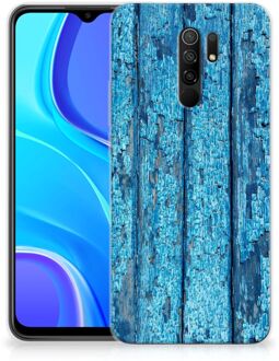 B2Ctelecom Backcase Siliconen Hoesje Xiaomi Redmi 9 Telefoonhoesje Wood Blue