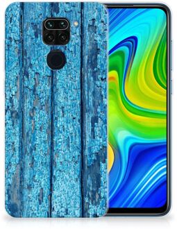 B2Ctelecom Backcase Siliconen Hoesje Xiaomi Redmi Note9 Telefoonhoesje Wood Blue