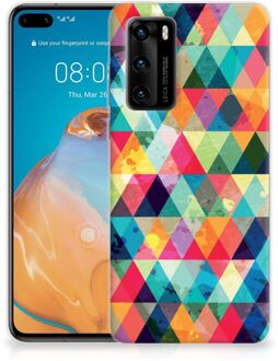 B2Ctelecom Backcase TPU Siliconen Hoesje Huawei P40 Smartphone hoesje Geruit