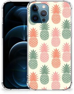 B2Ctelecom Backcase TPU Siliconen Hoesje iPhone 12 | 12 Pro Telefoon Hoesje met doorzichtige rand Ananas