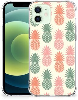 B2Ctelecom Backcase TPU Siliconen Hoesje iPhone 12 Mini Telefoon Hoesje met doorzichtige rand Ananas