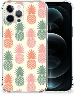 B2Ctelecom Backcase TPU Siliconen Hoesje iPhone 12 Pro Max Telefoon Hoesje met doorzichtige rand Ananas