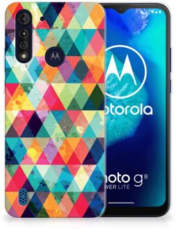 B2Ctelecom Backcase TPU Siliconen Hoesje Motorola Moto G8 Power Lite Smartphone hoesje Geruit