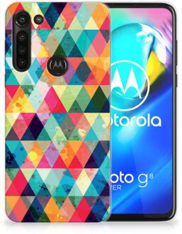 B2Ctelecom Backcase TPU Siliconen Hoesje Motorola Moto G8 Power Smartphone hoesje Geruit