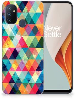 B2Ctelecom Backcase TPU Siliconen Hoesje OnePlus Nord N100 Smartphone hoesje Geruit