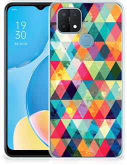 B2Ctelecom Backcase TPU Siliconen Hoesje OPPO A15 Smartphone hoesje Geruit