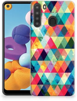 B2Ctelecom Backcase TPU Siliconen Hoesje Samsung Galaxy A21 Smartphone hoesje Geruit