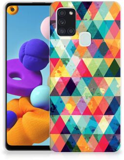 B2Ctelecom Backcase TPU Siliconen Hoesje Samsung Galaxy A21s Smartphone hoesje Geruit