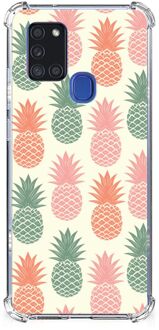 B2Ctelecom Backcase TPU Siliconen Hoesje Samsung Galaxy A21s Telefoon Hoesje met doorzichtige rand Ananas