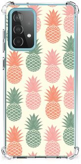 B2Ctelecom Backcase TPU Siliconen Hoesje Samsung Galaxy A52 4G/5G Telefoon Hoesje met doorzichtige rand Ananas