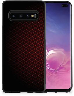 B2Ctelecom Backcase TPU Siliconen Hoesje Samsung Galaxy S10+ GSM Hoesje met Zwarte rand Geruit Rood