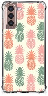 B2Ctelecom Backcase TPU Siliconen Hoesje Samsung Galaxy S21 Plus Telefoon Hoesje met doorzichtige rand Ananas