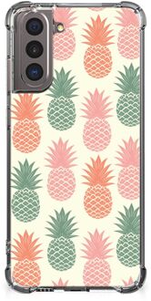 B2Ctelecom Backcase TPU Siliconen Hoesje Samsung Galaxy S21 Telefoon Hoesje met doorzichtige rand Ananas