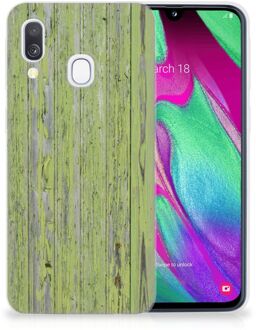 B2Ctelecom Backcover Case Samsung A40 TPU Silicone Hoesje Design Green Wood