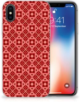 B2Ctelecom Backcover hoesje iPhone X | Xs Batik Red