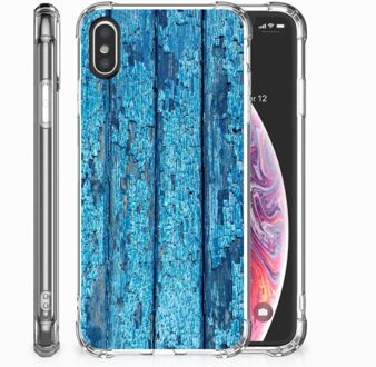 B2Ctelecom Backcover iPhone Xs | X/10 Wood Blue