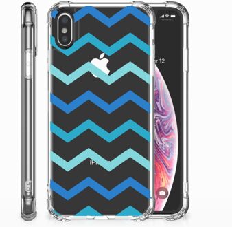 B2Ctelecom Backcover iPhone Xs | X/10 Zigzag Blauw