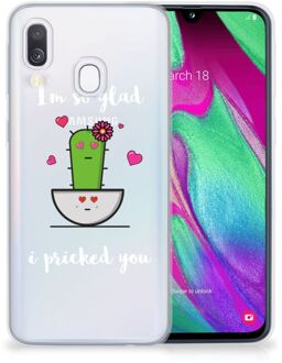 B2Ctelecom Backcover Samsung A40 TPU Silicone Hoesje Design Cactus Glad