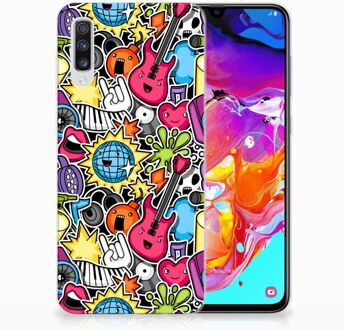 B2Ctelecom Backcover Samsung Galaxy A70 TPU-siliconen Hoesje Punk Rock