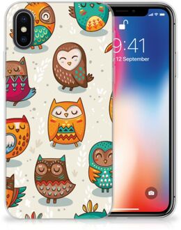 B2Ctelecom Backcover silicone hoesje iPhone X/10 | Xs Vrolijke Uilen