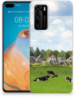 B2Ctelecom Backcover Soft Siliconen Hoesje Huawei P40 Telefoon Hoesje Hollandse Koeien