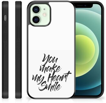 B2Ctelecom Backcover Soft Siliconen Hoesje iPhone 12 Mini Telefoonhoesje met Zwarte rand Heart Smile