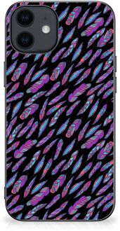 B2Ctelecom Backcover Soft Siliconen Hoesje iPhone 12 Pro | 12 (6.1") Telefoonhoesje met Zwarte rand Feathers Color