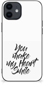 B2Ctelecom Backcover Soft Siliconen Hoesje iPhone 12 Pro | 12 (6.1") Telefoonhoesje met Zwarte rand Heart Smile