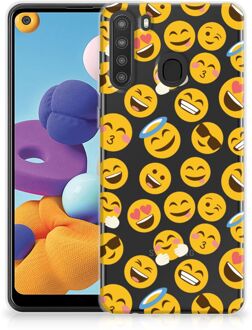 B2Ctelecom Backcover Soft Siliconen Hoesje Samsung Galaxy A21 Telefoon Hoesje Super als Cadeautjes voor Meisjes Emoji