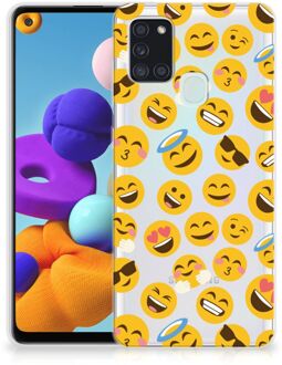 B2Ctelecom Backcover Soft Siliconen Hoesje Samsung Galaxy A21s Telefoon Hoesje Super als Cadeautjes voor Meisjes Emoji