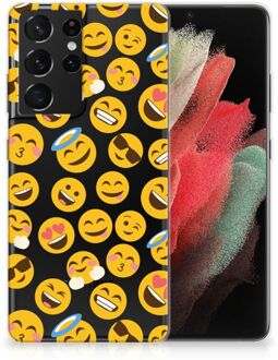 B2Ctelecom Backcover Soft Siliconen Hoesje Samsung Galaxy S21 Ultra Telefoon Hoesje Super als Cadeautjes voor Meisjes Emoji