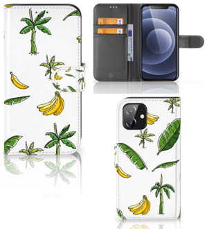 B2Ctelecom Beschermhoes iPhone 12 | 12 Pro (6.1") Flip Case Banana Tree