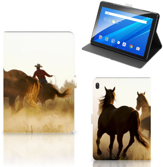 B2Ctelecom Beschermhoes Lenovo Tab E10 Hoes met Magneetsluiting Super als Gepersonaliseerd Cadeau Cowboy