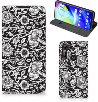 B2Ctelecom Beschermhoes Motorola Moto G8 Power Smart Cover Zwart Bloemen