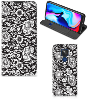 B2Ctelecom Beschermhoes Motorola Moto G9 Play Smart Cover Zwart Bloemen