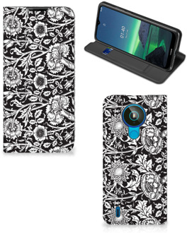 B2Ctelecom Beschermhoes Nokia 1.4 Smart Cover Zwart Bloemen