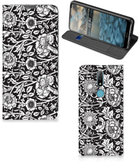 B2Ctelecom Beschermhoes Nokia 2.4 Smart Cover Zwart Bloemen