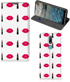 B2Ctelecom Beschermhoes Nokia 2.4 Telefoonhoesje Lipstick Kiss