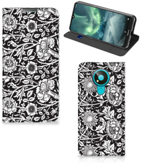 B2Ctelecom Beschermhoes Nokia 3.4 Smart Cover Zwart Bloemen