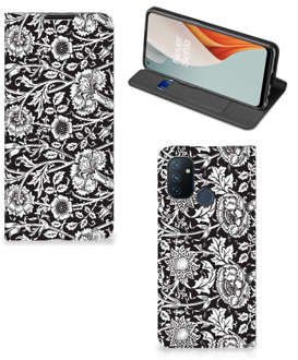 B2Ctelecom Beschermhoes OnePlus Nord N100 Smart Cover Zwart Bloemen