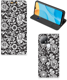 B2Ctelecom Beschermhoes OPPO A15 Smart Cover Zwart Bloemen