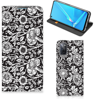 B2Ctelecom Beschermhoes OPPO A52 | A72 Smart Cover Zwart Bloemen