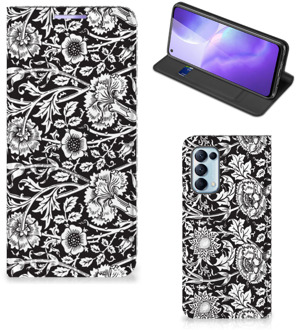 B2Ctelecom Beschermhoes OPPO Find X3 Lite Smart Cover Zwart Bloemen