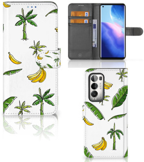 B2Ctelecom Beschermhoes OPPO Find X3 Neo 5G Flip Case Banana Tree