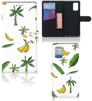 B2Ctelecom Beschermhoes Samsung Galaxy A02s Flip Cover Samsung M02s Flip Case Banana Tree