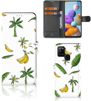 B2Ctelecom Beschermhoes Samsung Galaxy A21s Flip Case Banana Tree