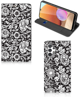 B2Ctelecom Beschermhoes Samsung Galaxy A32 4G Smart Cover Zwart Bloemen